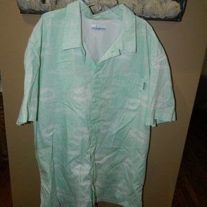 Columbia PFG Mens Green Short Sleeve Fishing Shirt Fish Print XL